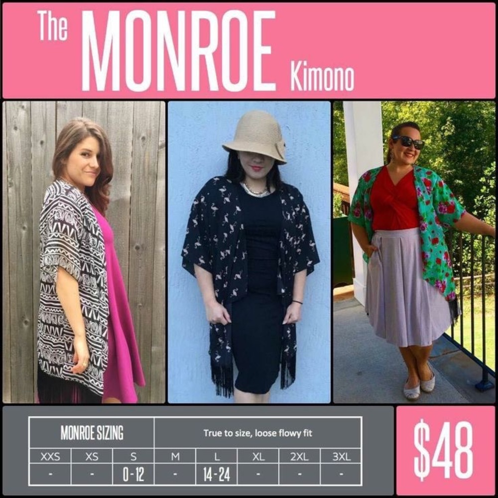 LuLaRoe Red Lace Monroe Kimono - Picture 3 of 3